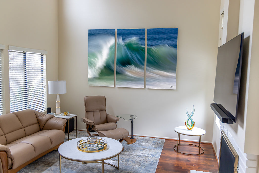 Custom 7 ft. Smooth Peak Triptych Coastal Fine Artwork