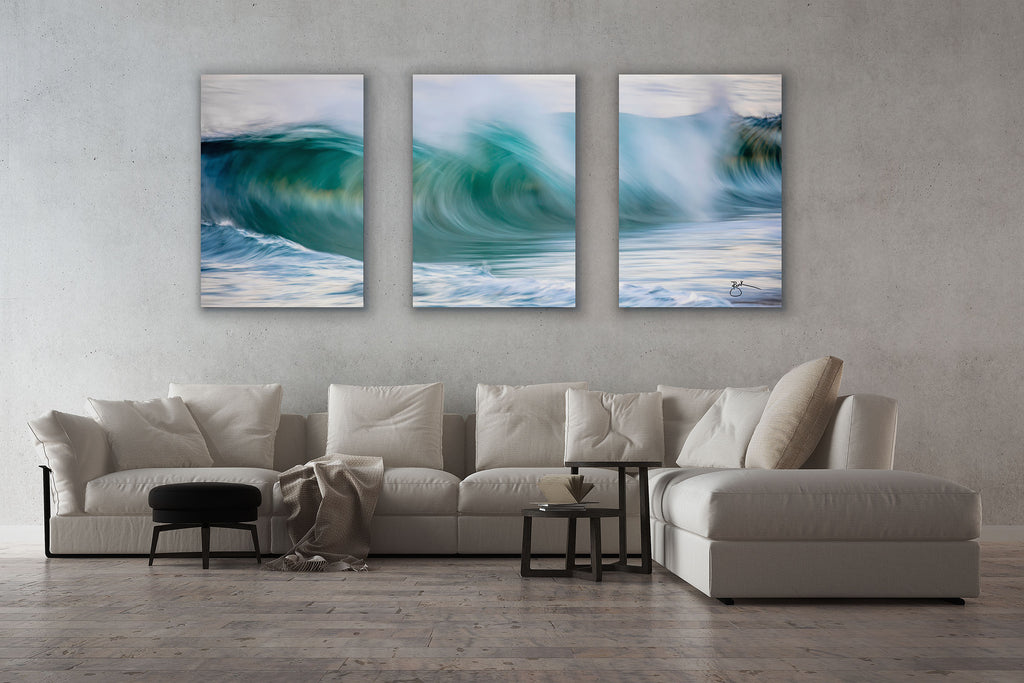 716am 10 ft. x 5 ft. Triptych of Big Ocean Wave Fine Art
