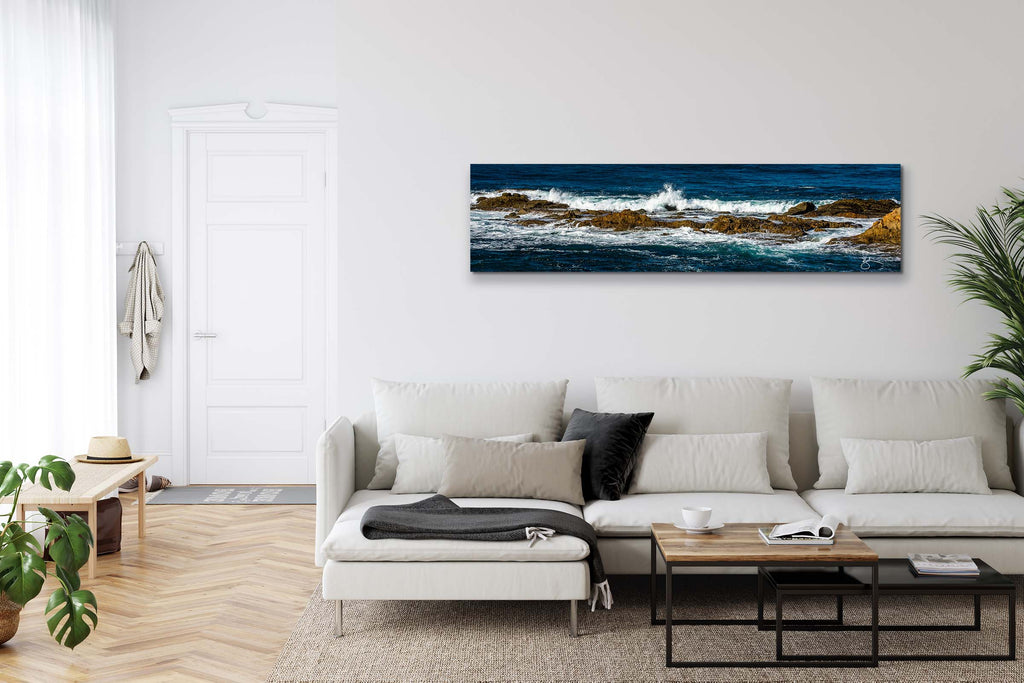 Montage 262 is available in sizes up to 16 ft. where this coastal luxury reigns on walls with HD clarity, smoothness, and unmatched richness of color on the highest-quality, fine-art aluminum canvas.  