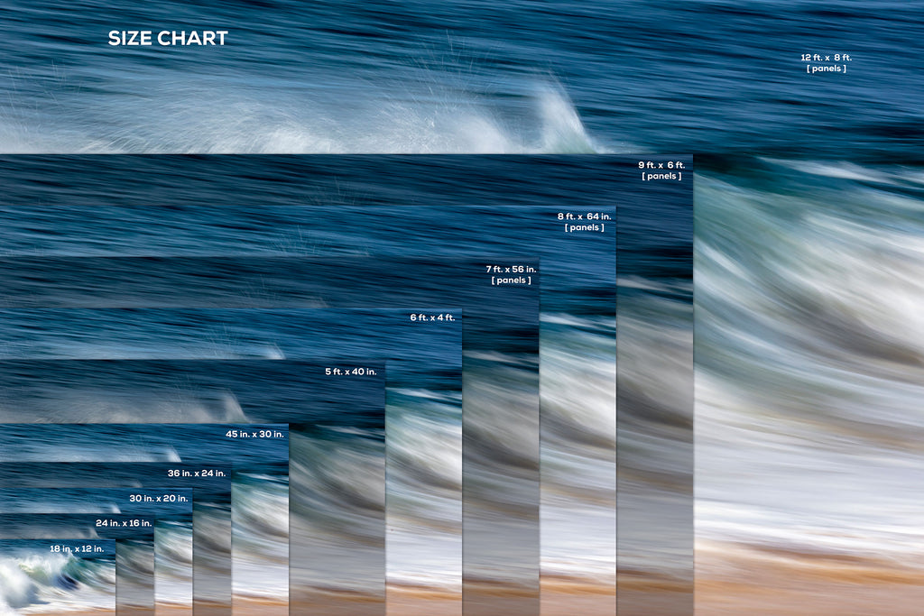 Aluminum Canvas Size Chart for Coastal Fine Artwork