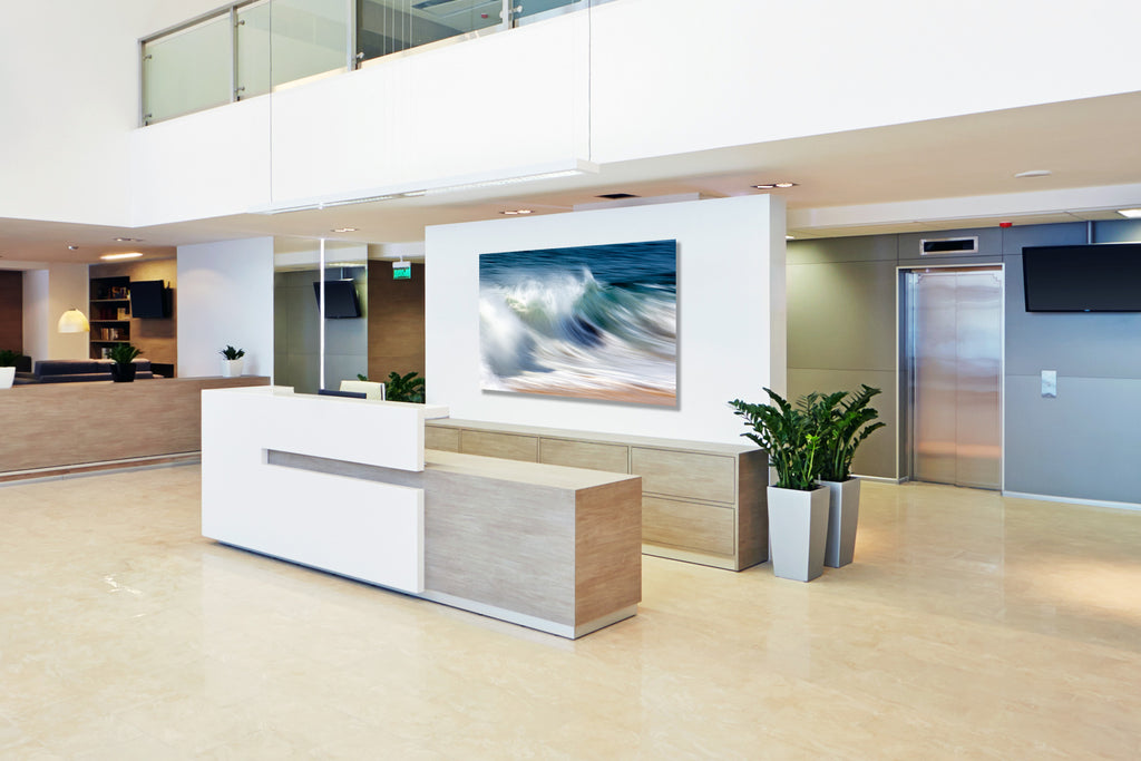 Coastal fine art photography in corporate lobby by Breck Rothage