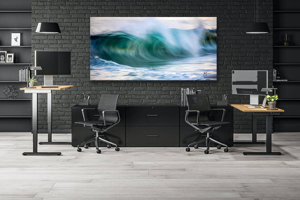 Popular with corporate executive clients, 716am is available in sizes up to 16 ft. Complete with HD clarity and unmatched richness of color set this true fine art apart. It is also finished on the highest-quality aluminum canvas available.  