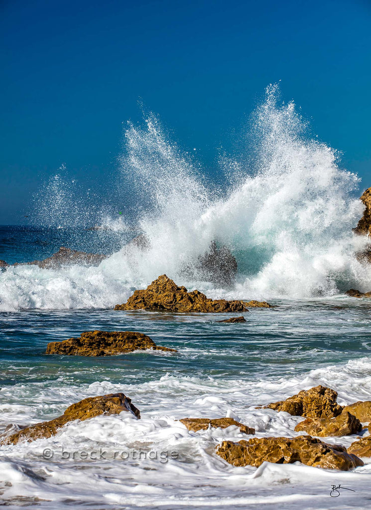 Saltshaker is an expression of the power and dynamic beauty the Pacific Ocean as it  meets the shore at Little Corona beach in Newport. Beach, California.