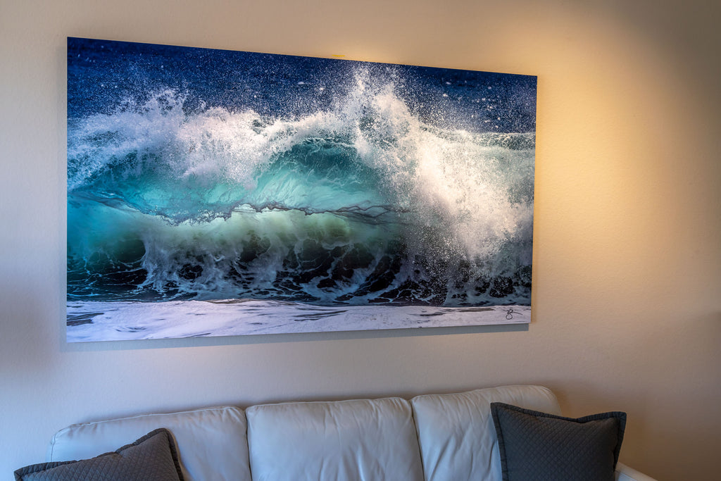 Sea Gem 16:9 at 6 ft. x 40.5 in., on the wall in Irvine, CA