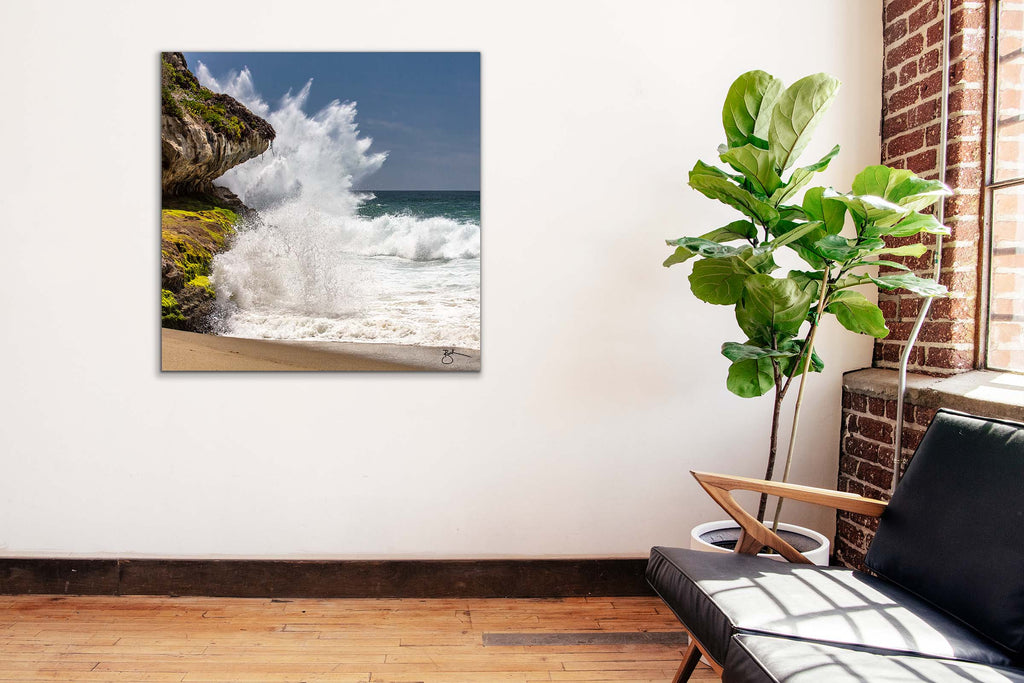 Coastal Laguna at its best, SEASHORE EXPLOSION fine art has a square aspect ratio — made to be pleasing in coastal spaces of every kind.