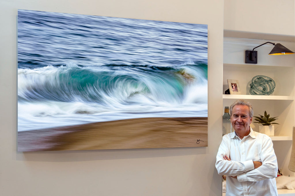 Smooth Roll Blues wave fine art is available in sizes up to 12 ft. in rare HD clarity and with an unmatched depth of color and always on the highest-quality aluminum canvas available.  