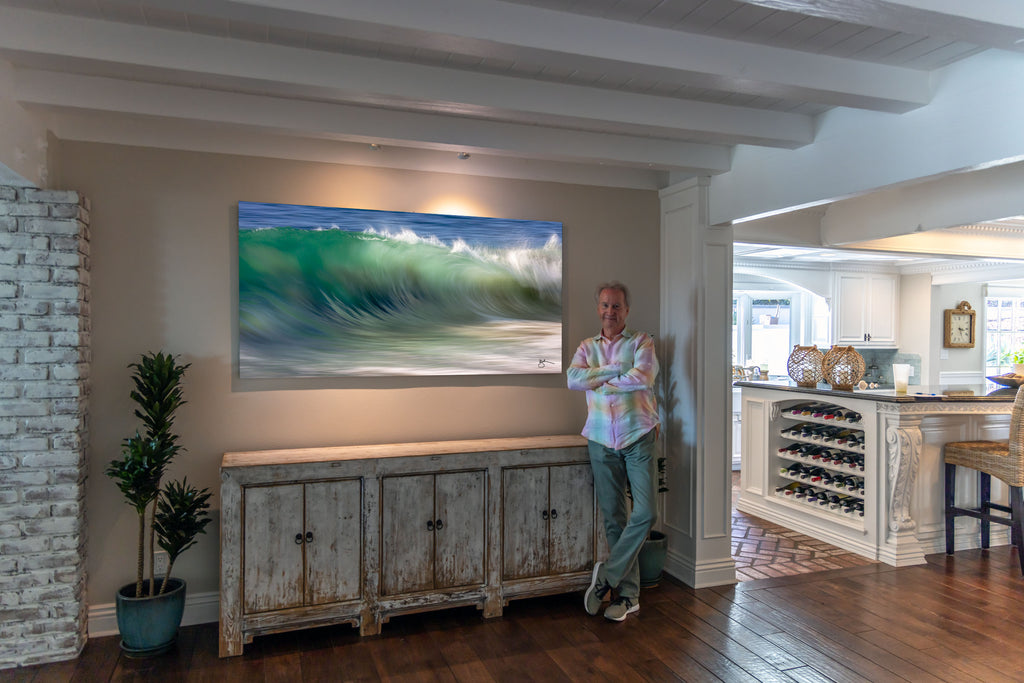 The artist with Watercolor Wall installed in Dana Point, CA
